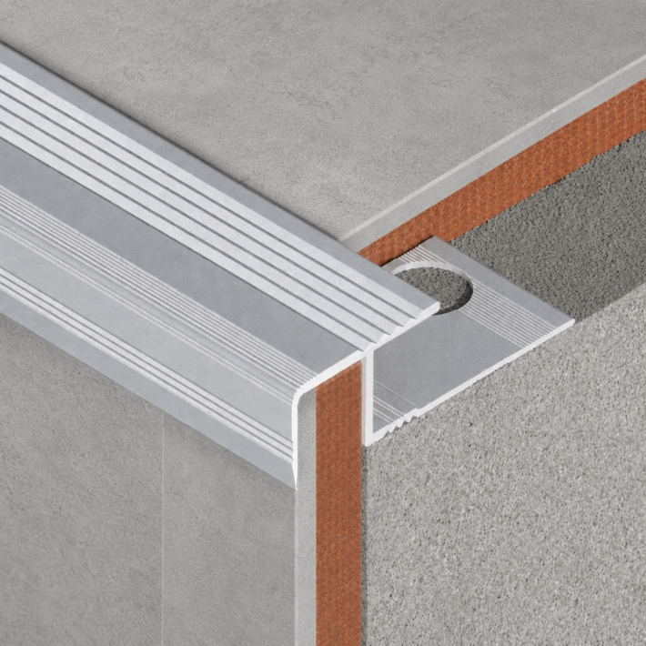 Protectie pentru trepte ceramice - argintiu satinat